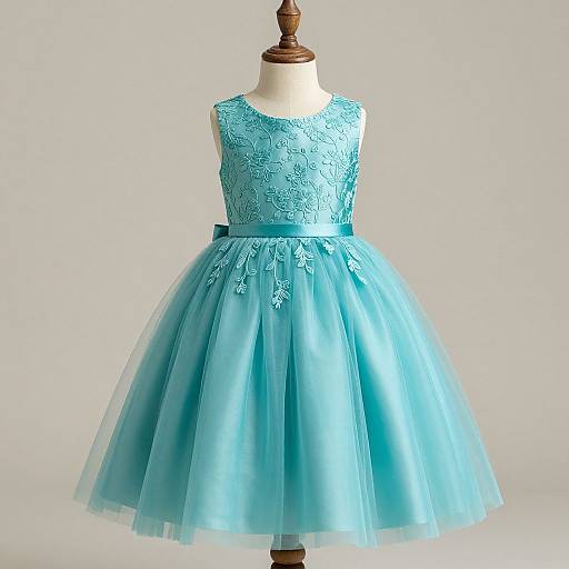 Elegant Turquoise Flower Girl Dress
