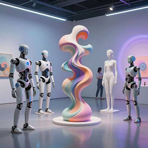 AI Evolution in Futuristic Art Gallery