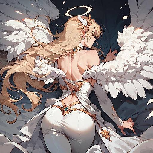 Angel Wings from Behind with Long Hair