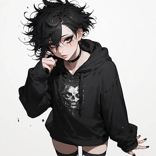 Mature Femboy Sketch With Black Hoodie