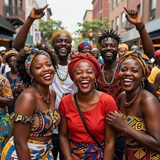 Joyful Black Portraits in Vibrant Urban Celebration