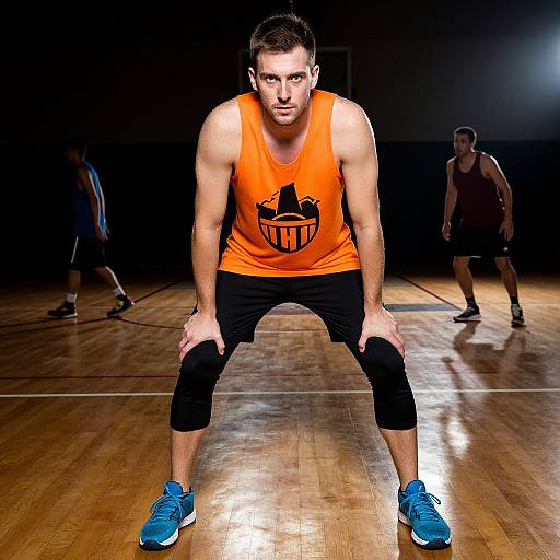 Intense Athlete on Indoor Court