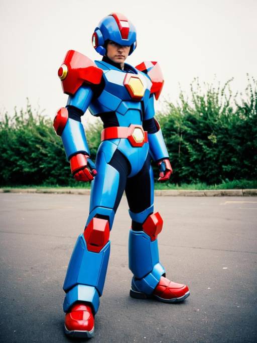 Man in Axl Mega Man X Cosplay Costume