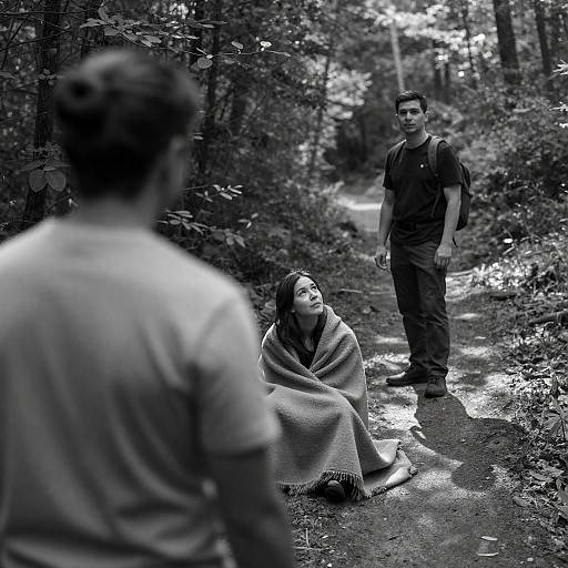 Intimate Forest Encounter in Monochrome