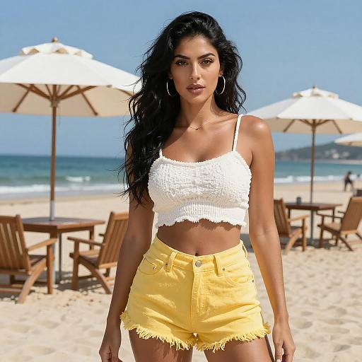 Confident Woman on Sunny Beach