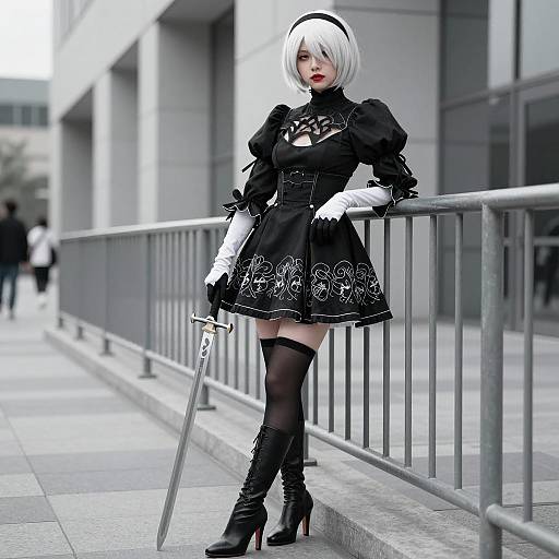 Gothic Cosplay Woman with Sword