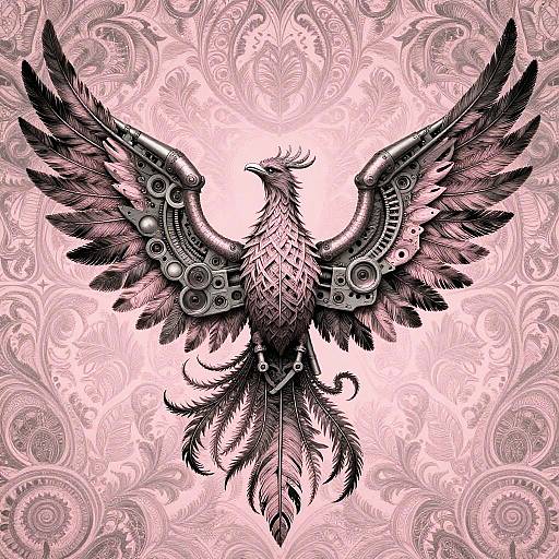Gothic Phoenix with Mechanical Wings