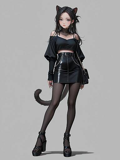 Contemporary Chic Woman in Furry Set