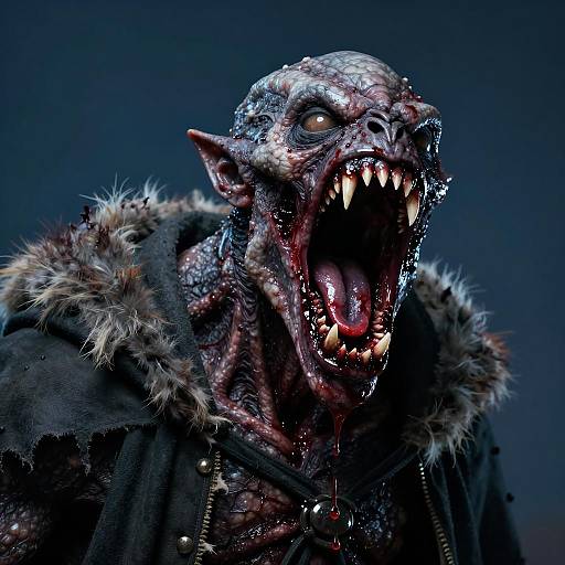 Grotesque Monstrous Creature in Dark Cloak