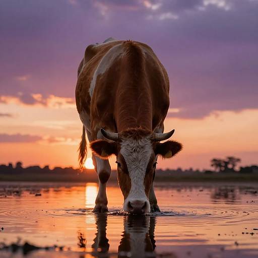 Upside Down Cow at Sunset