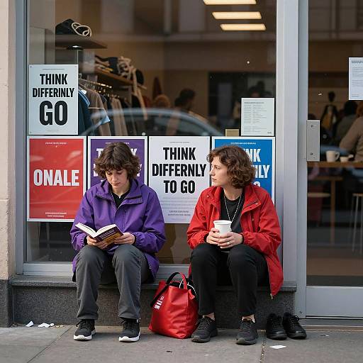 Evening Encounter: Women on the Sidewalk