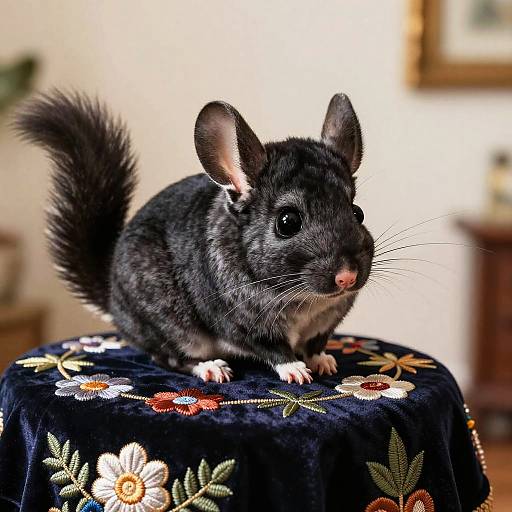 Black Chinchilla on Velvet Embroidery