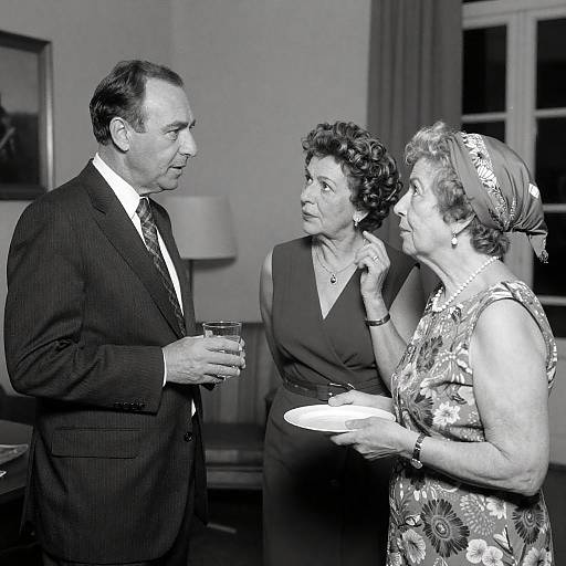 Vintage Black and White Social Gathering