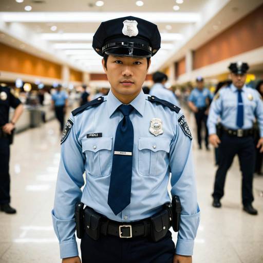 Asian Police Officer in Uniform Indoors
