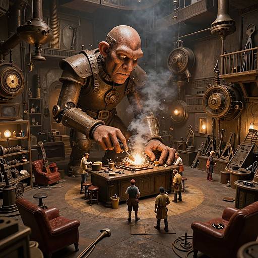 Steampunk Giant's Workshop Scene