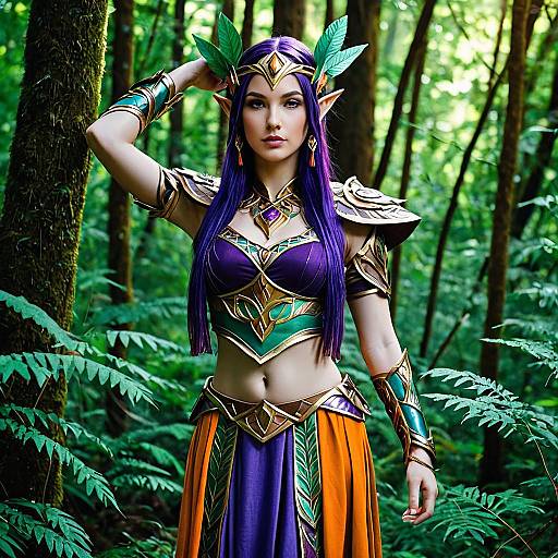 Fantasy Elf Woman Cosplay in Forest