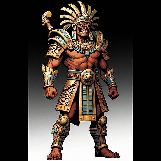 Evil Aztec God Comic Illustration
