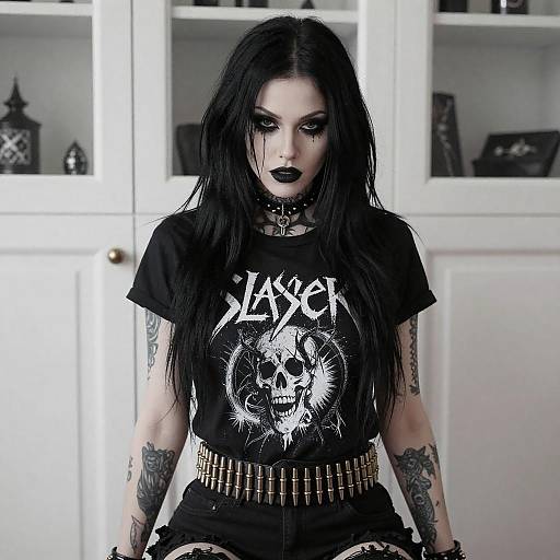 Gothic Woman in Slayer T-Shirt