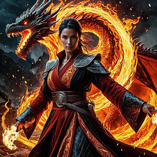 Fire Mage with Fiery Dragon