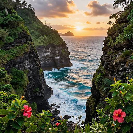 Dramatic Kauai Coastline at Sunset