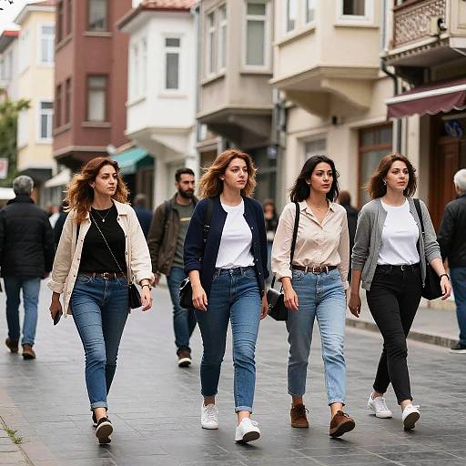 Turkish Women Walking Istanbul Streets