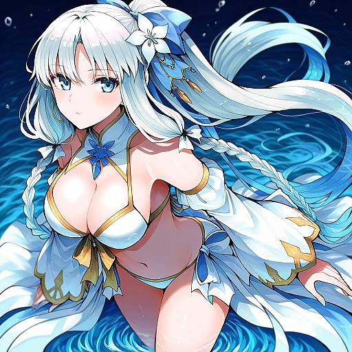 Illustration of Morgan le fay (water princess) (fate), fate/grand order in the style of Itomugi-kun