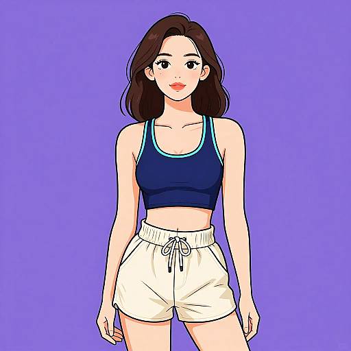 Sporty Woman in Stylish Summer Swimwear