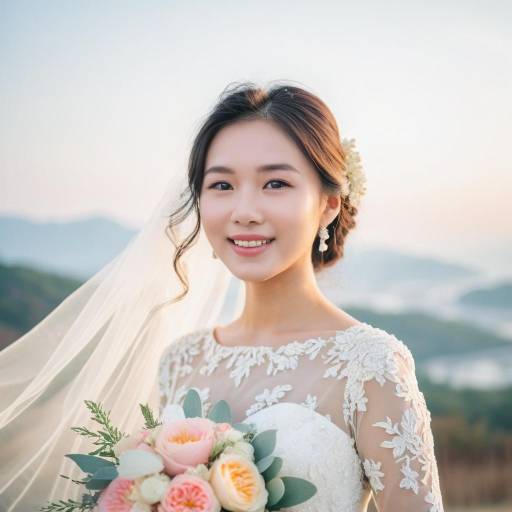 Glamorous South Korean Bride on Her Wedding Day