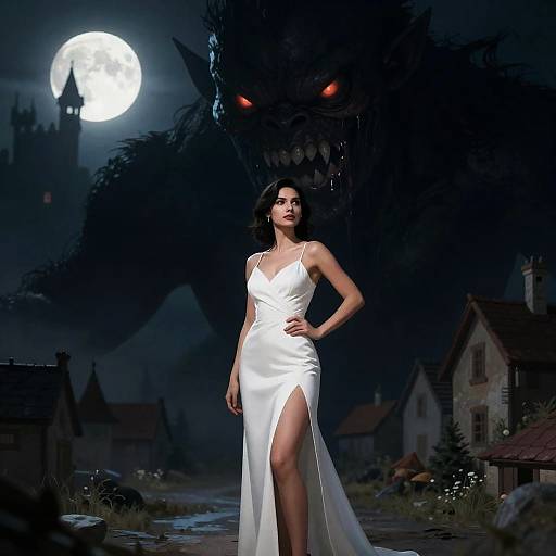 Dramatic Scene: Woman vs. Monster