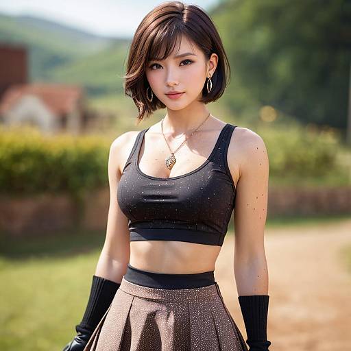 Freckled Woman in Crop Top Outdoors