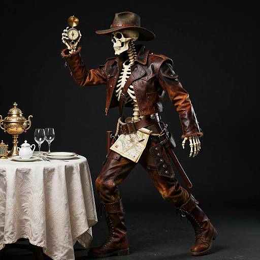 Skeleton Explorer in Rugged Leather Gear