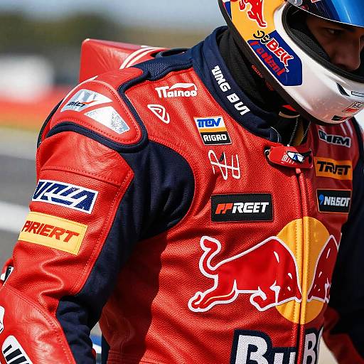 Close-up of Red Bull Racing Suit on Driver