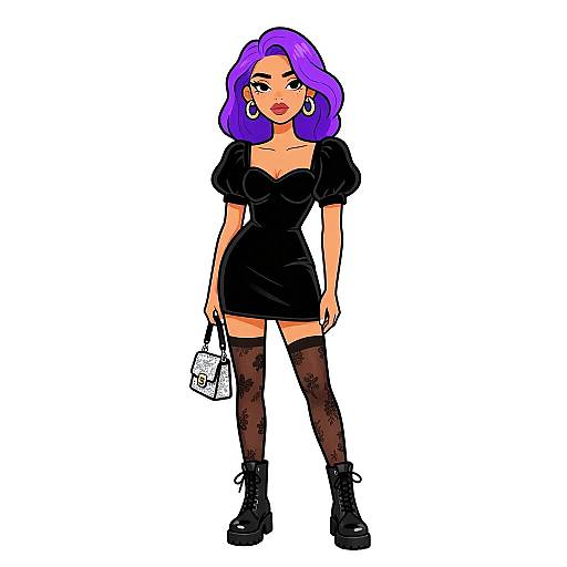 Chic Woman in Velvet Dress