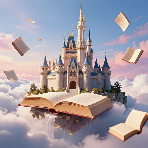 Majestic Castle on Floating Book