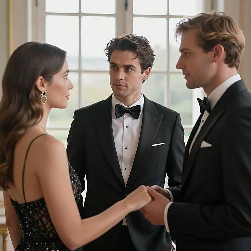 Elegant Trio in Formal Attire