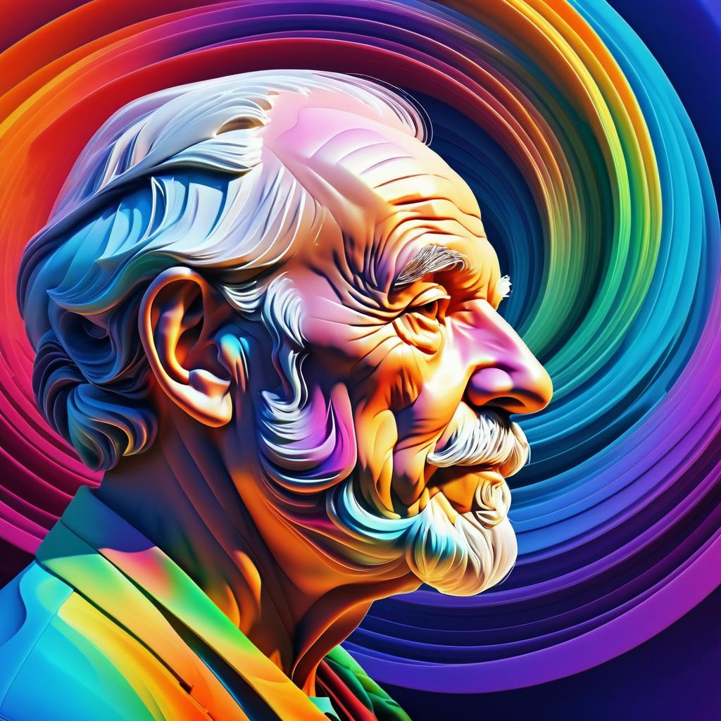 Elderly Man's Colorful 3D Portrait Design