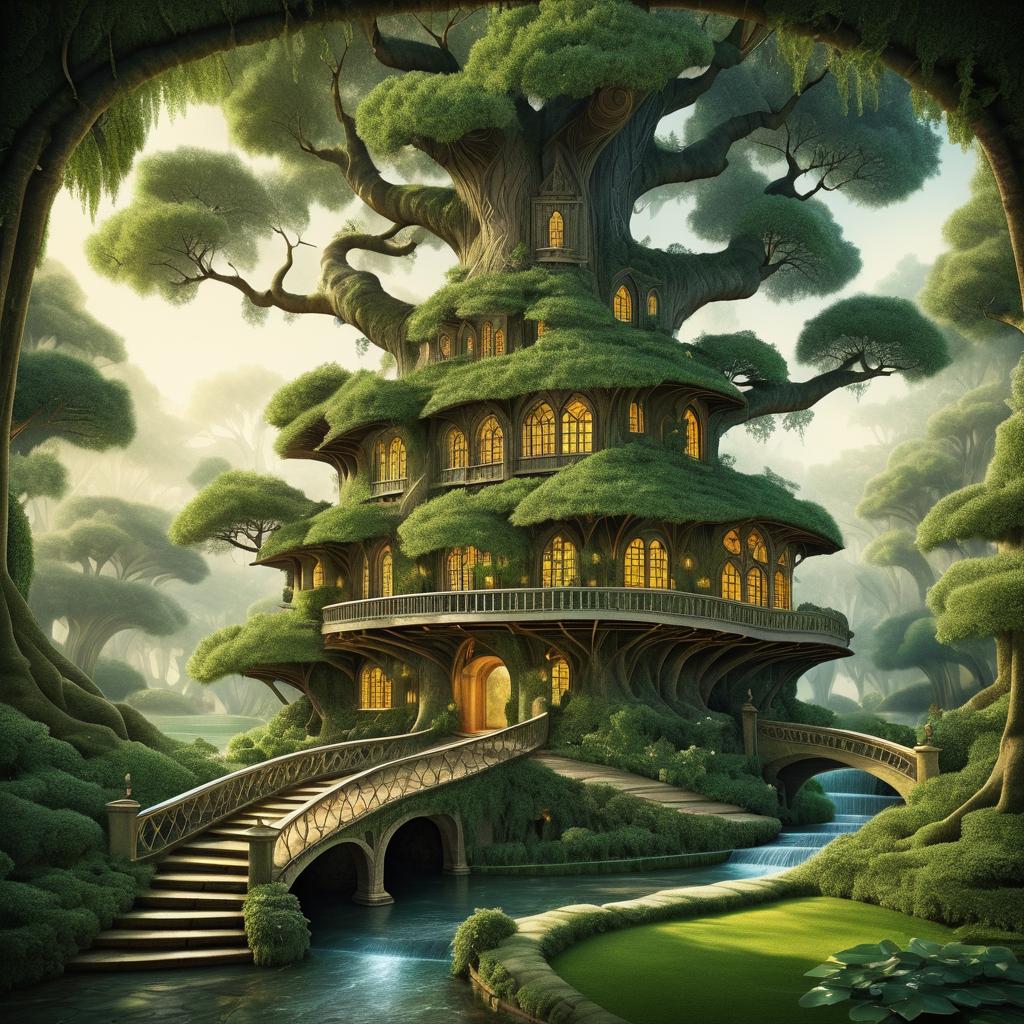 Mystical Library Within a Giant Tree