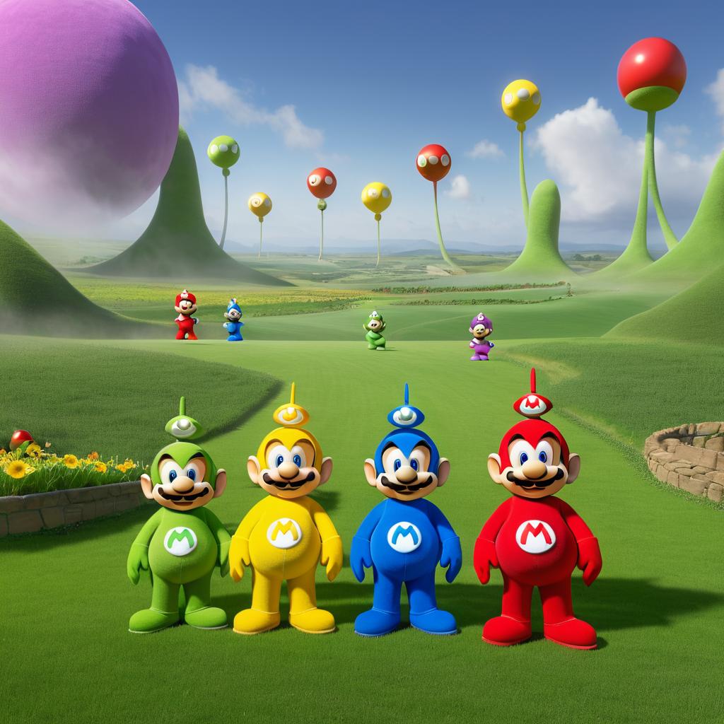 Mario and Teletubbies Adventure Scene