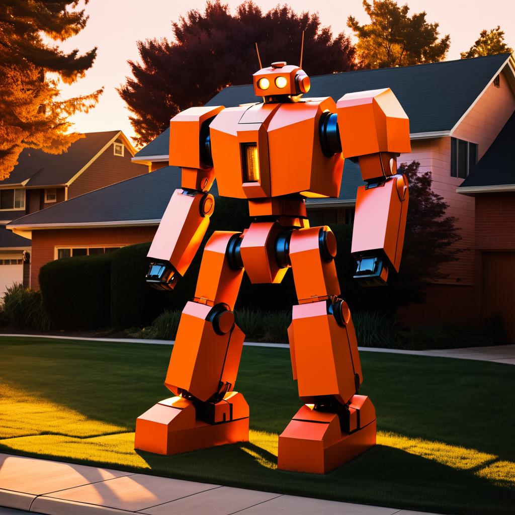 Giant Robot Invasion at Sunset