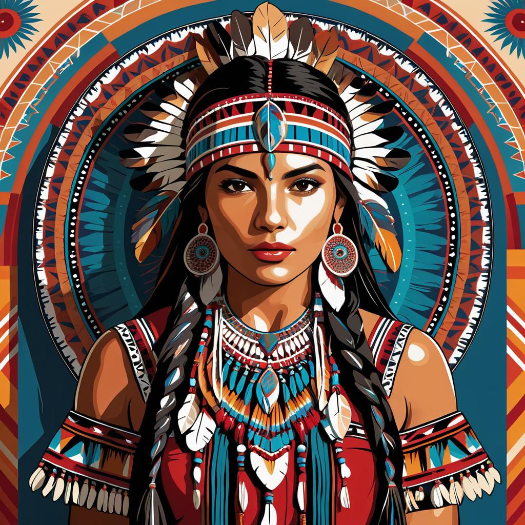 Elegant Native American Woman in Traditional Attire