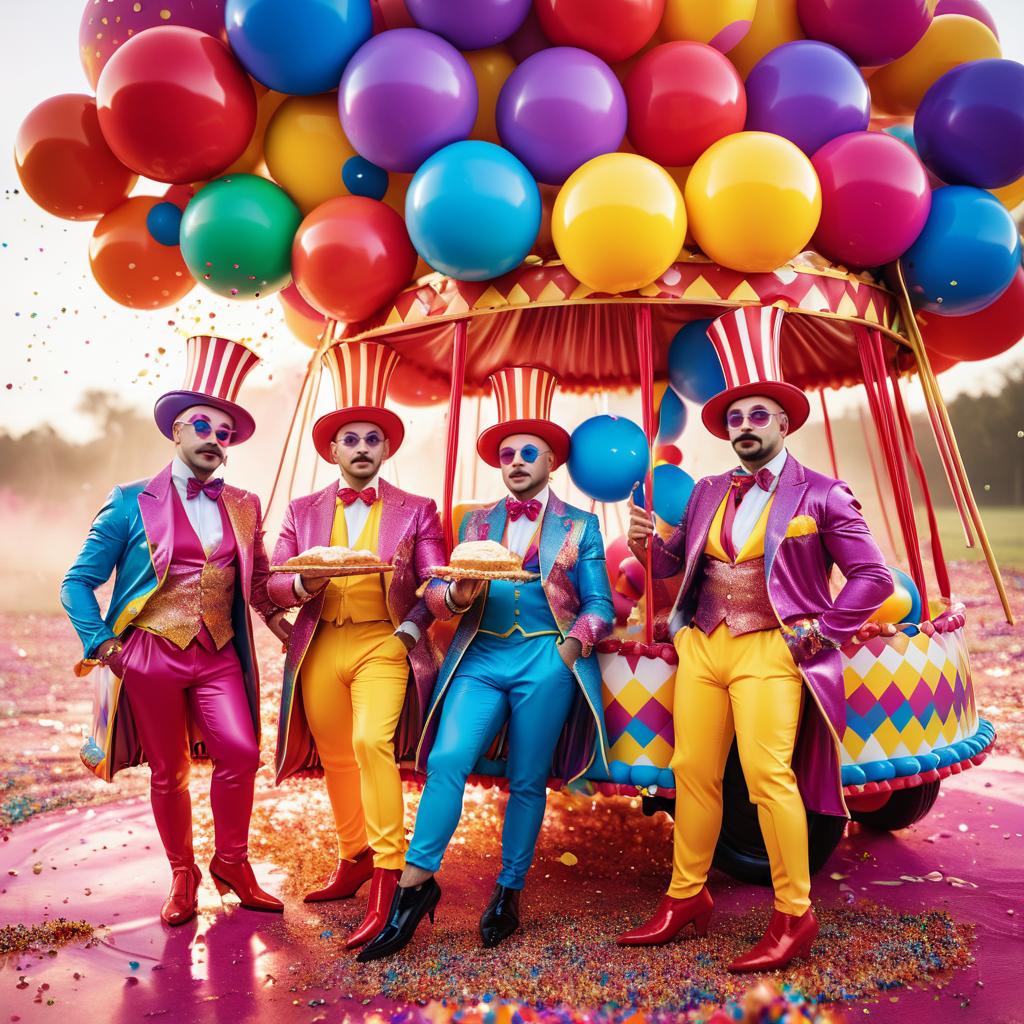 Extravagant Clowns in Colorful Circus Scene