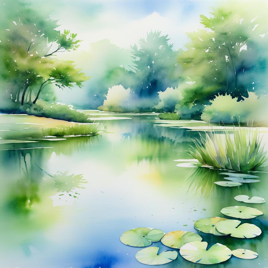 Tranquil Turtle in Watercolor Landscape