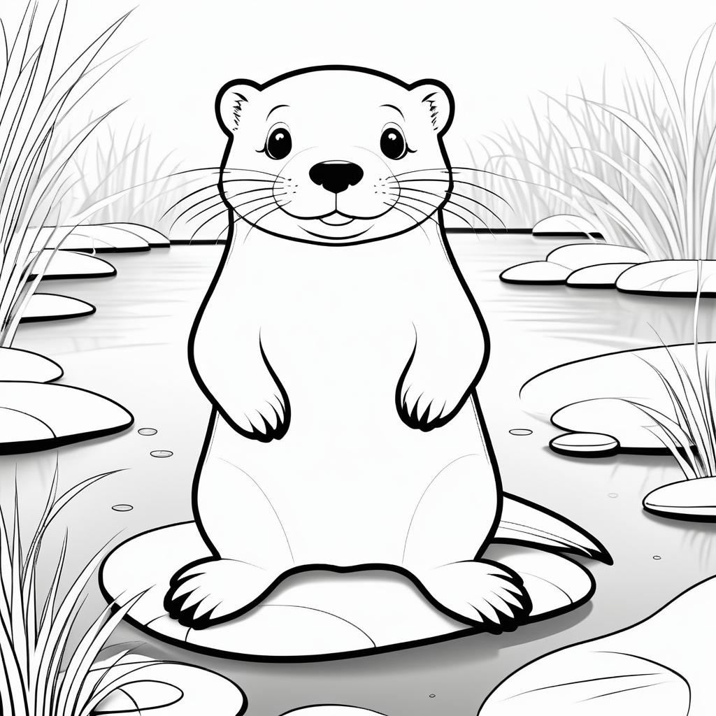 Cute Otter Coloring Page for Kids