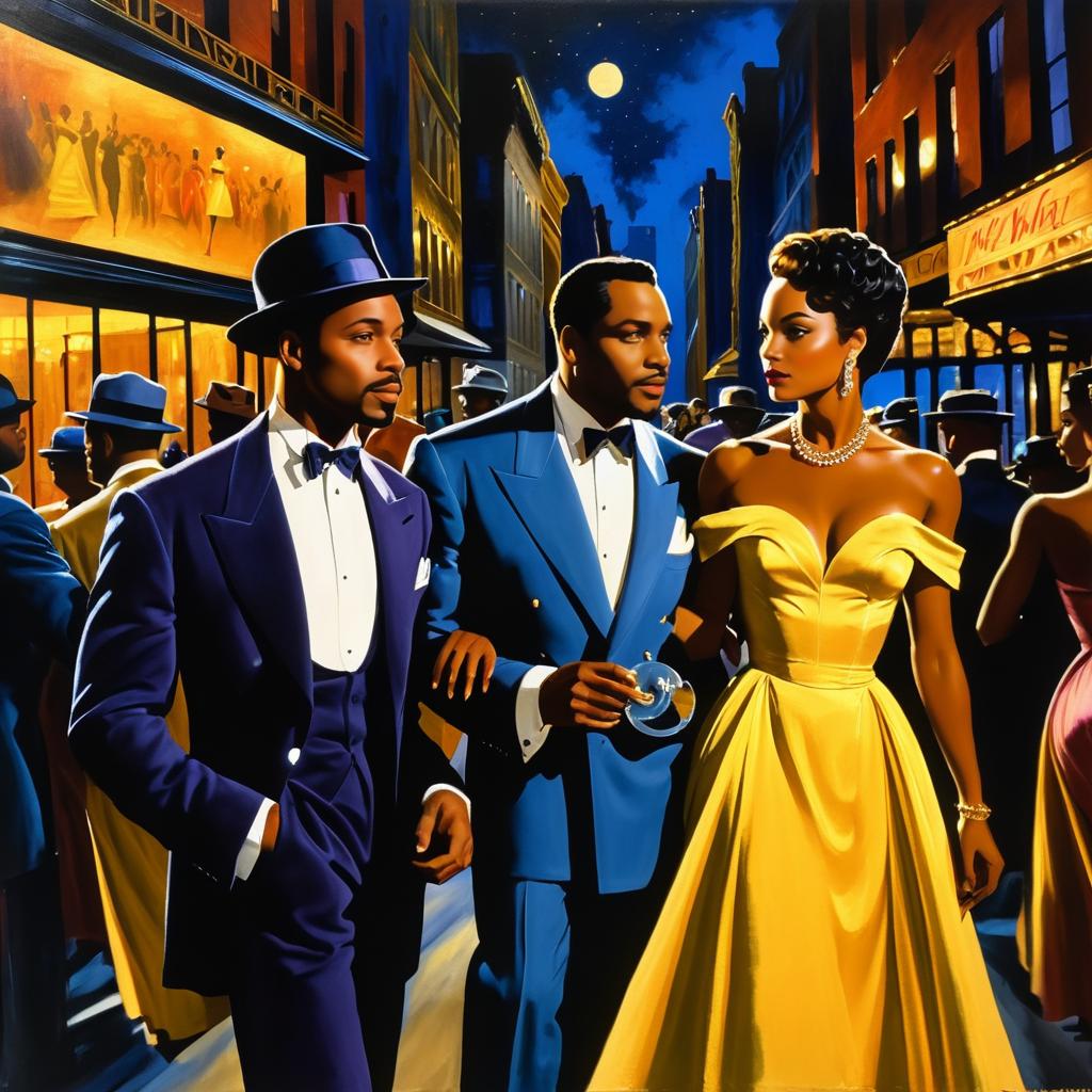 Vibrant Harlem Night in Golden Age Style