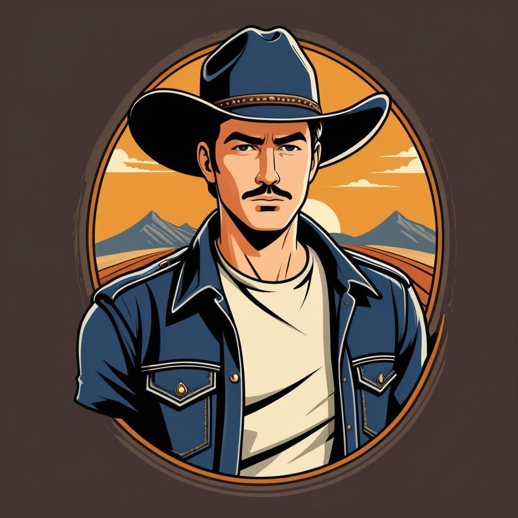 Vintage Western Cartoon T-Shirt Design