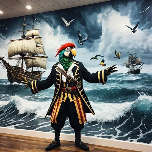 Parrot Pirate in Nautical Tempest Mural