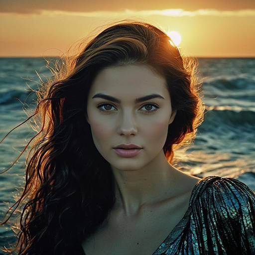 Portrait of a Siren Woman at Sunset