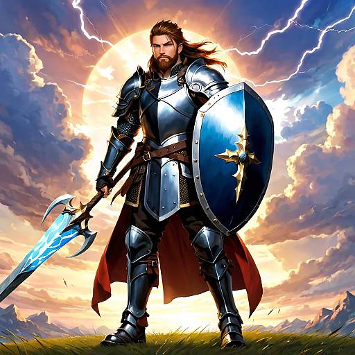 Warrior Under the Stormy Sky