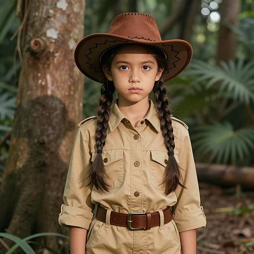 Young Girl in Safari Costume Portrait