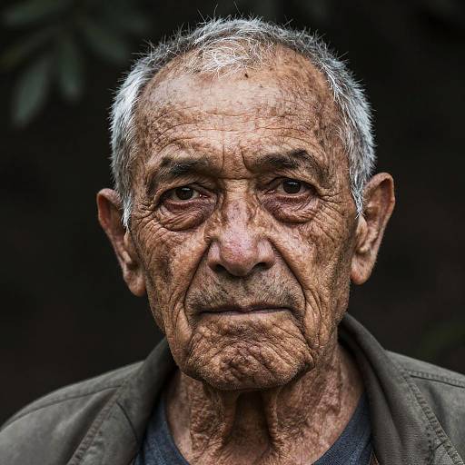 Realistic Portrait of Thoughtful Elderly Man